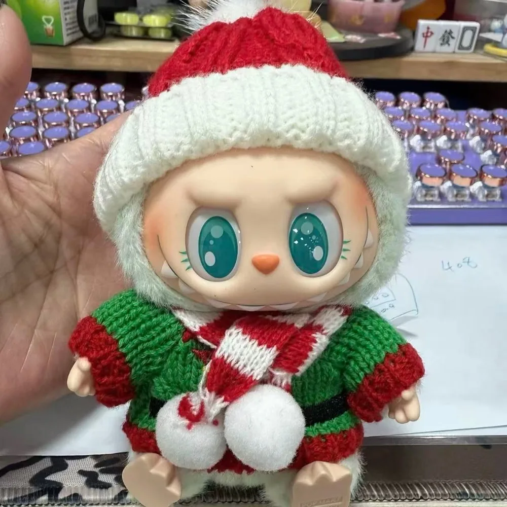 

17cm Labubu I II Idol Dolls Clothes Bell Shawl Outfit Christmas Cape Snowman Deer Korea Kpop Exo Clothing Plush Doll'S Clothes