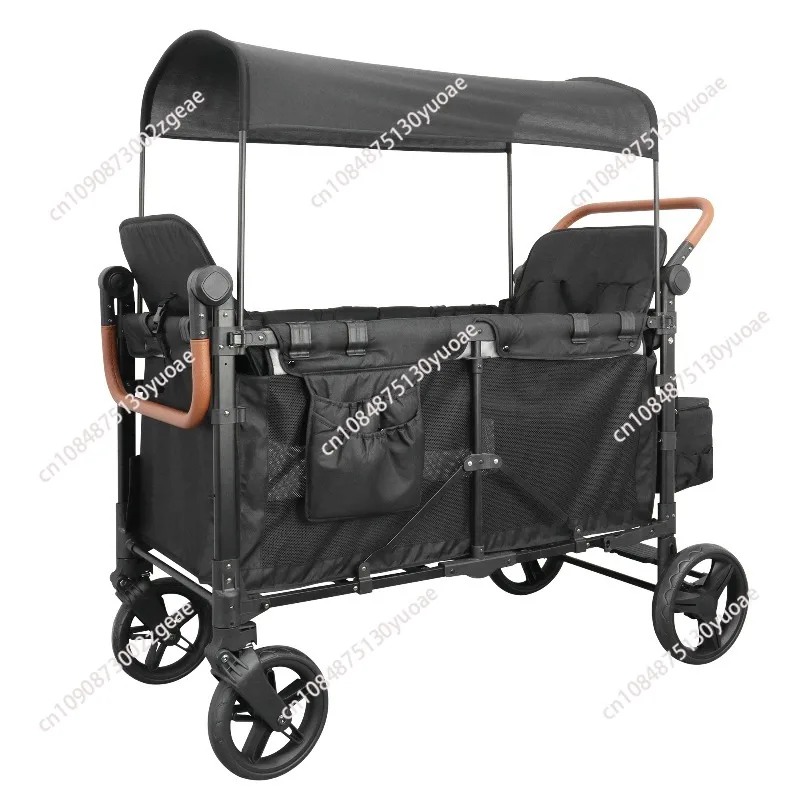 Outdoor Wagon Stroller 4 Seat With Full Canopy Camping Folding Wagon Stroller 4 Seater For Kids