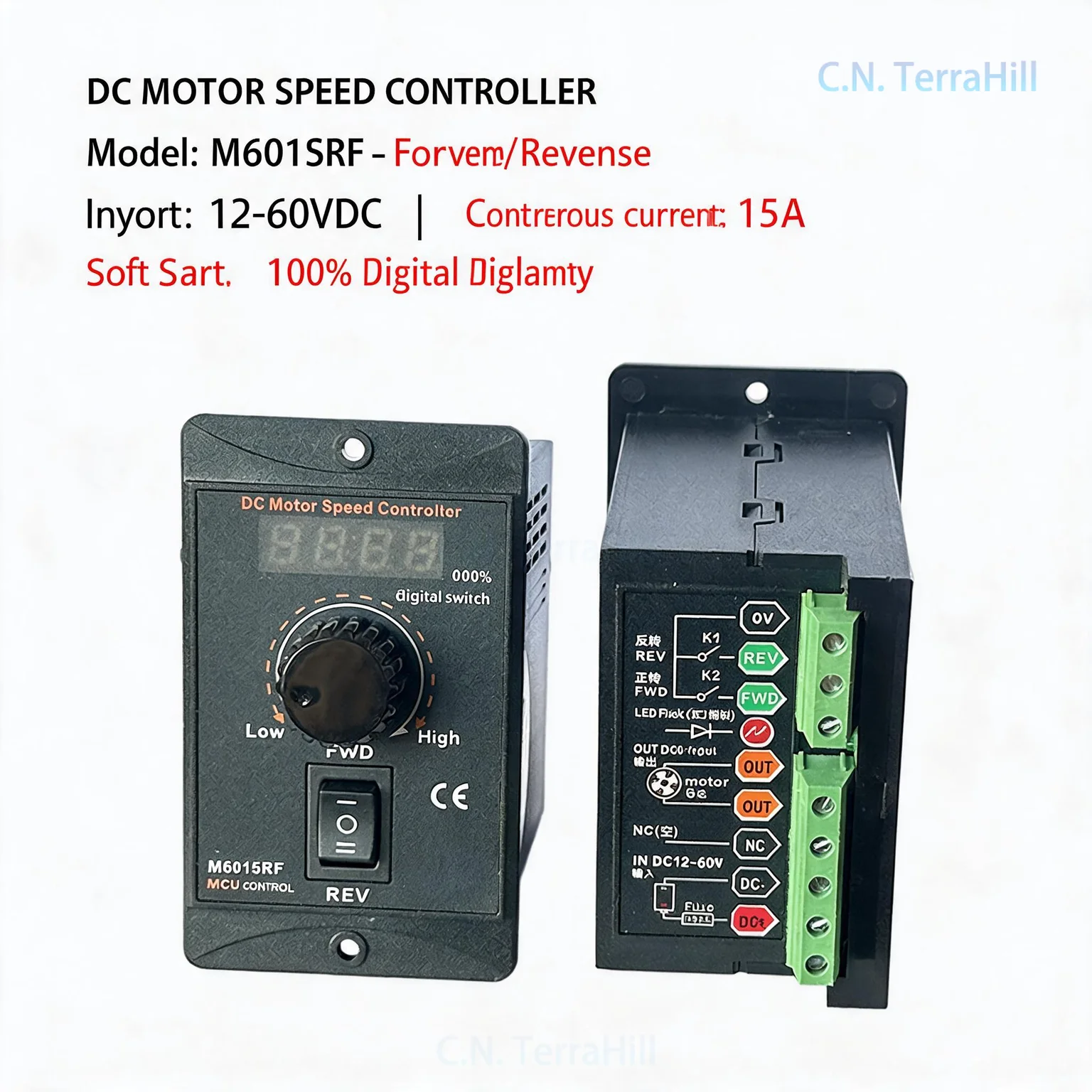 Digital Display DC Motor Speed Controller PWM Variable Speed Regulator High Current High Power Forward Reverse