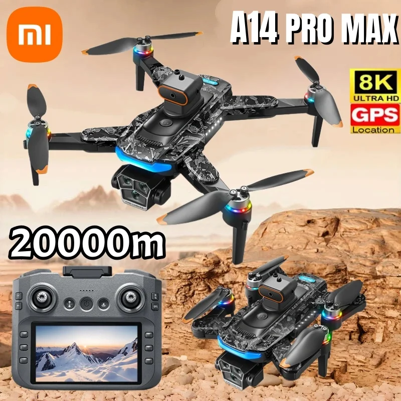 Xiaomi A14Pro Max Drone 8K HD ثلاثة كاميرات GPS بدون فرش تجنب عقبة التدفق البصري 4.5 بوصة شاشة كبيرة الطائرات بدون طيار RC 18000M #1