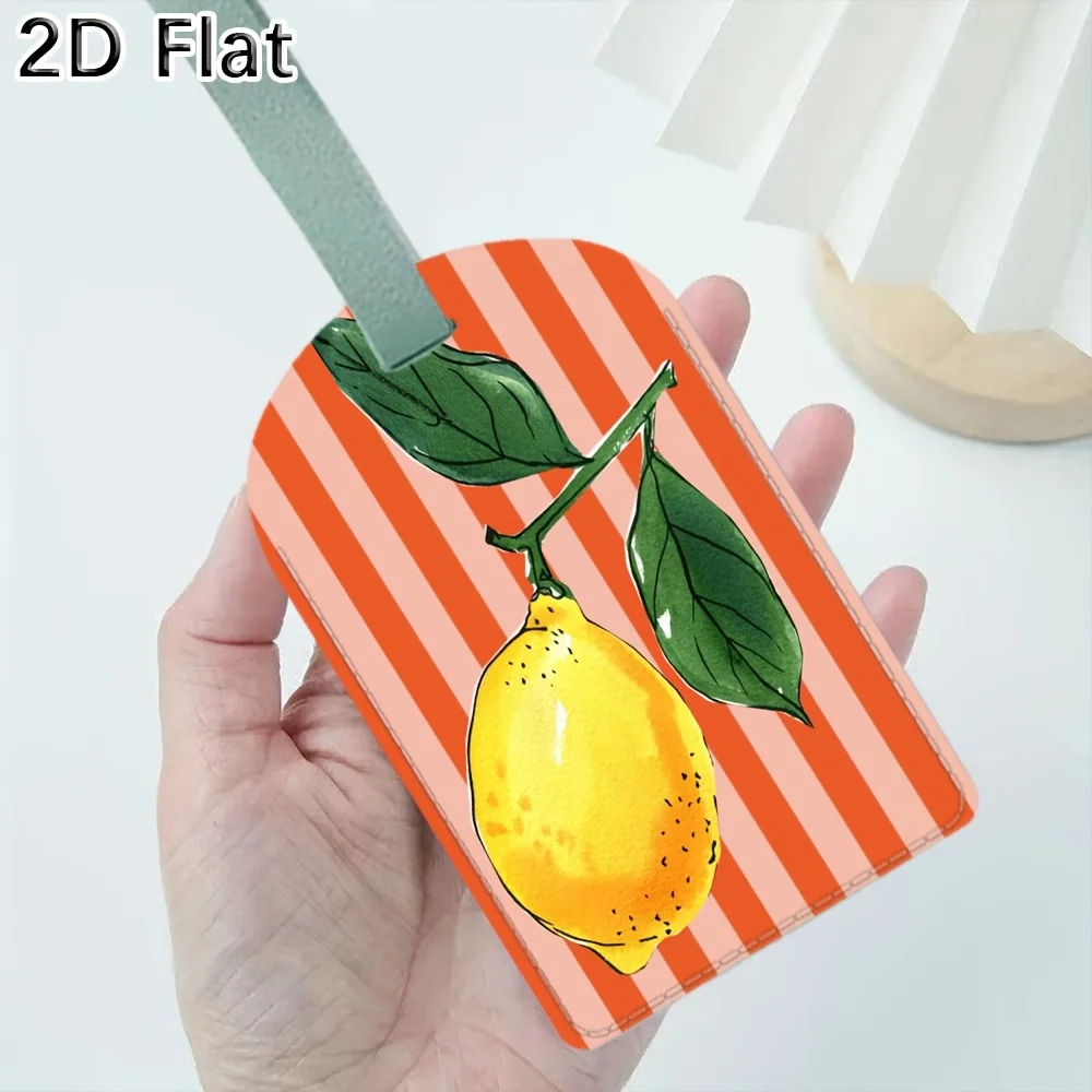 Luggage Tag Lemon Fruit and Striped Pattern Travel Bag Tag Suitcase Baggage Identifier Label for Travel Additions Vacation Gift