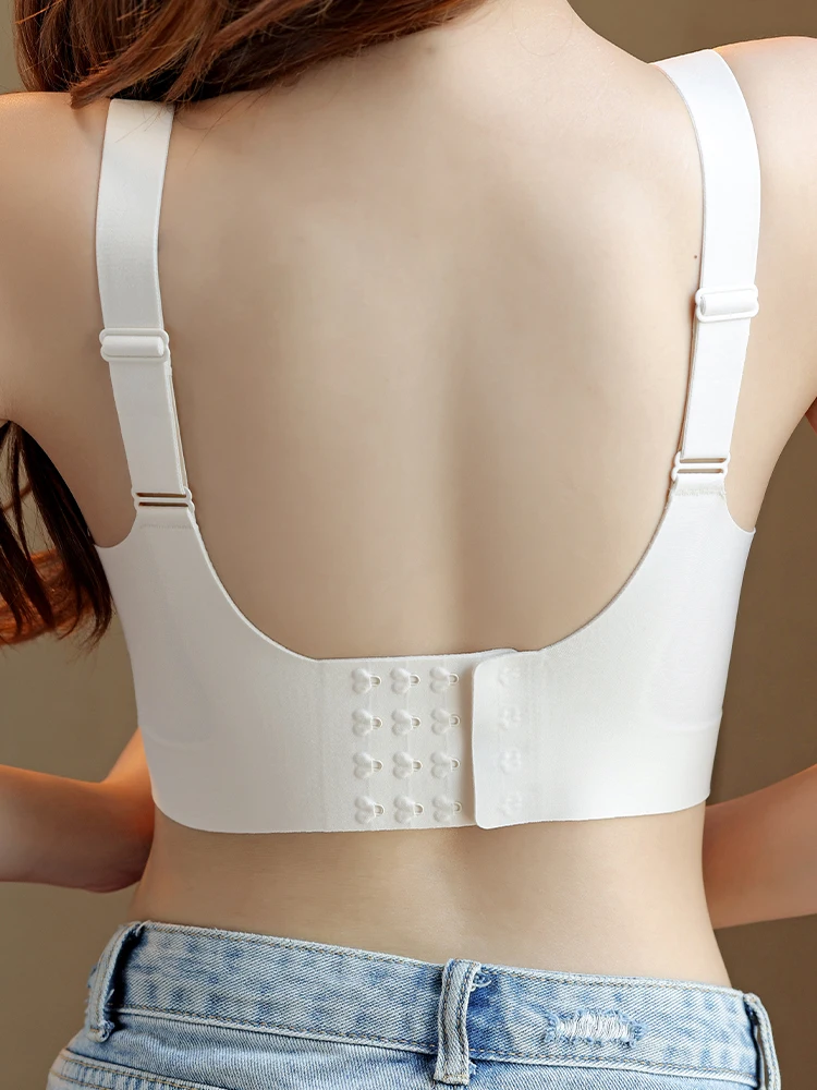 Women Underwear Plus Size Bra Gathered Support Anti-sagging Full Cup Bras No Steel Ring Comfortable Lace Vest Typep Top
