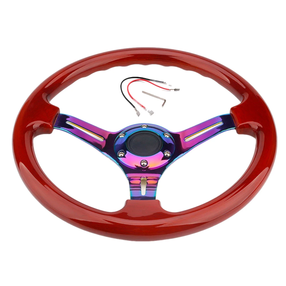 

Chrome 350mm 14Inch ABS Racing Steering Wheel 45mm Deep Dish Car Steering Wheel Universal Peach