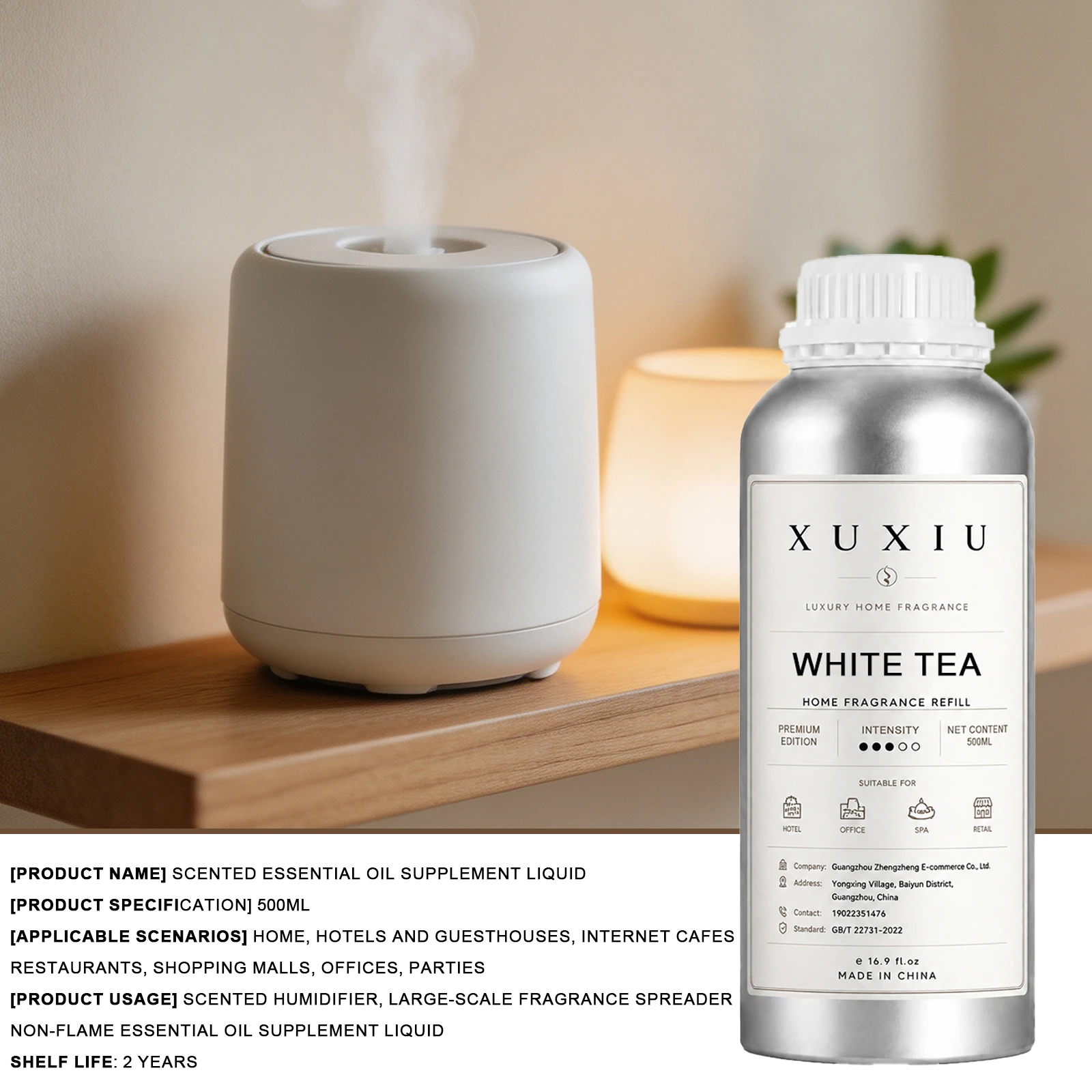 500ml non-flaming fragrance oil provides long-lasting fragrance. Suitable for hotels and households. Fragrance diffuser.