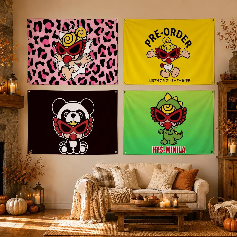 Fashion Brand Hysteric Mini Flags Flags for Room, Bedroom, Home, Outdoor, Wall Hanging, Concert Print, Art Banner