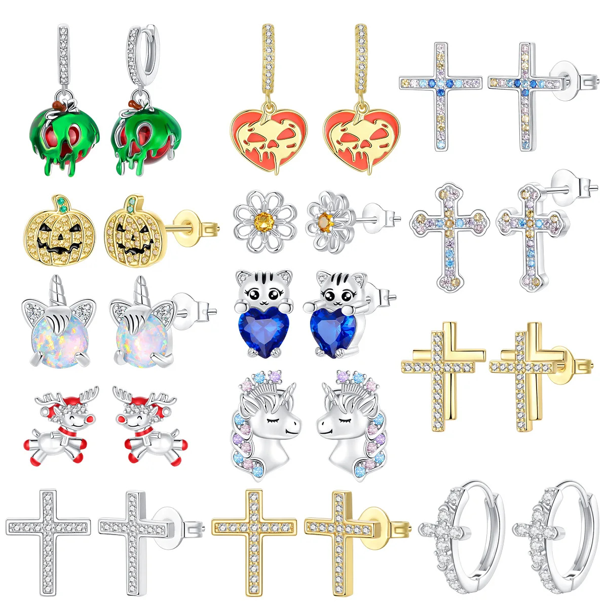 925 Sterling Silver Fashion Pumpkin Head Halloween Christmas Series Earrings For Women Earings Original Fashion Jewelrysc