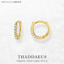Gold Plated Hinged Hoop Earrings Creole Europe Glam Fine Jewerly For Women Trendy Gift In Solid 925 Sterling Silver