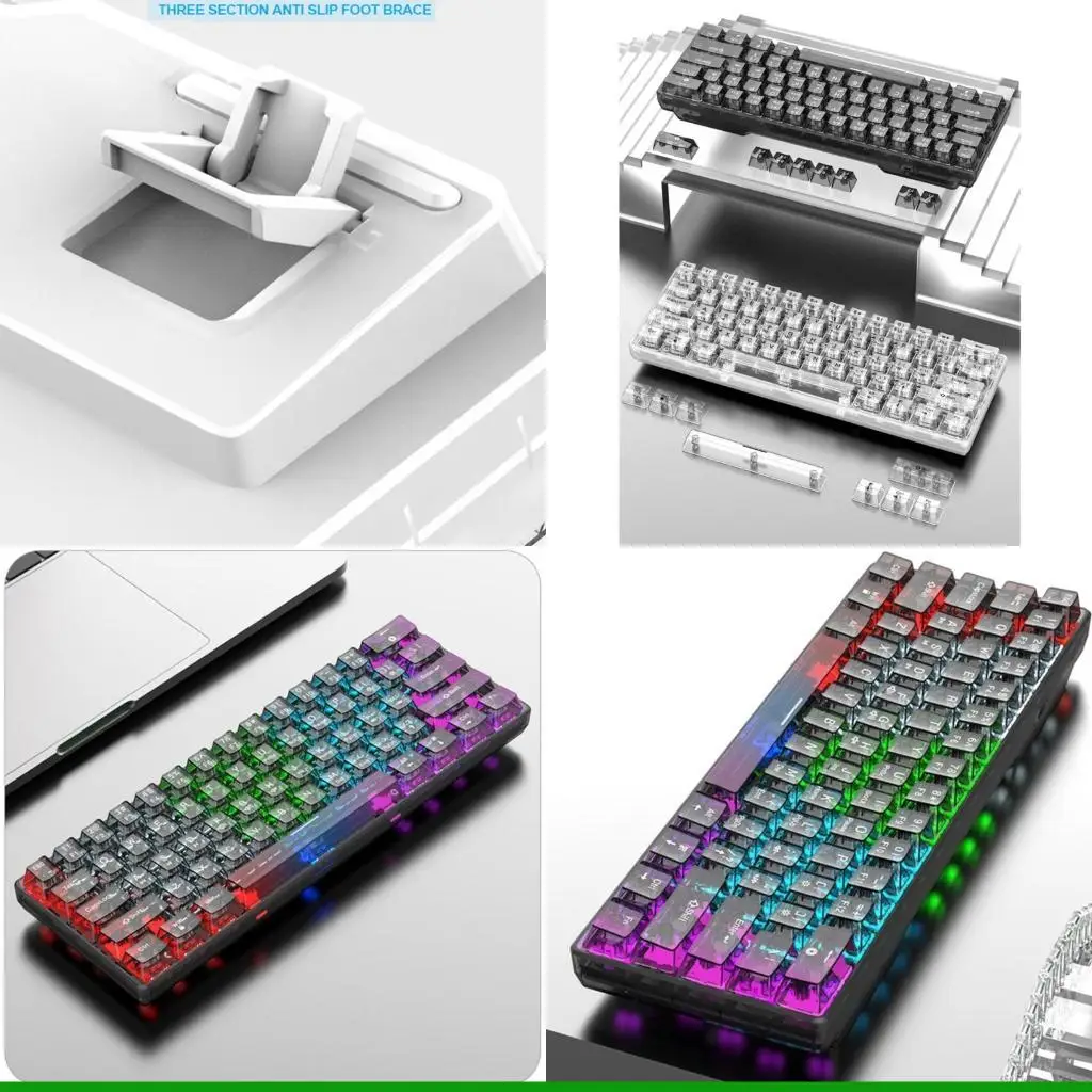 

U55C Проводная 61-клавишная механическая игровая клавиатура со светодиодной подсветкой, полностью прозрачная проводная игровые