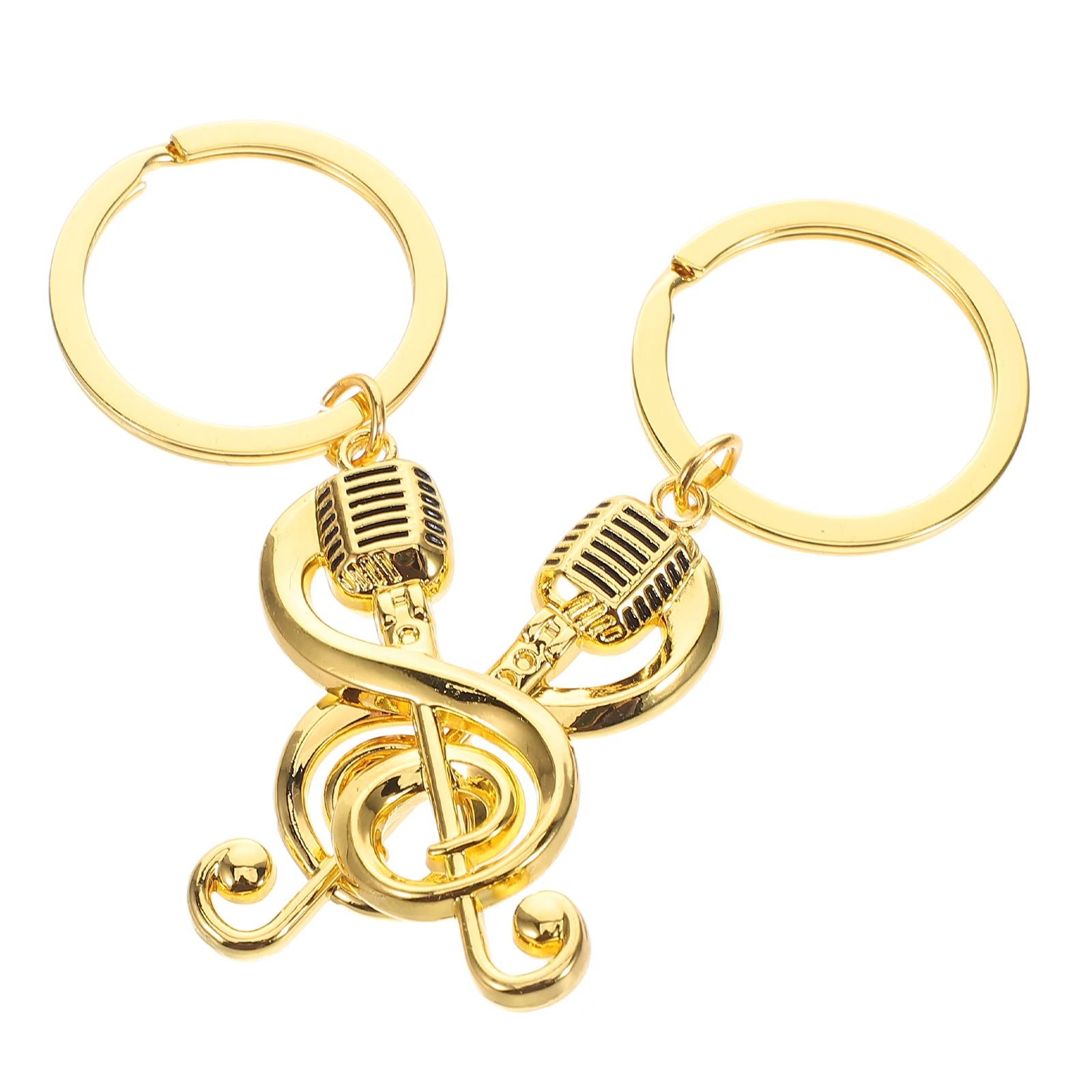 

2 pcs Music Note Keychain Vintage Alloy Microphone Charm Ideal Present Christmas Gifts Bag Hanging Ornament Music Lover Gift