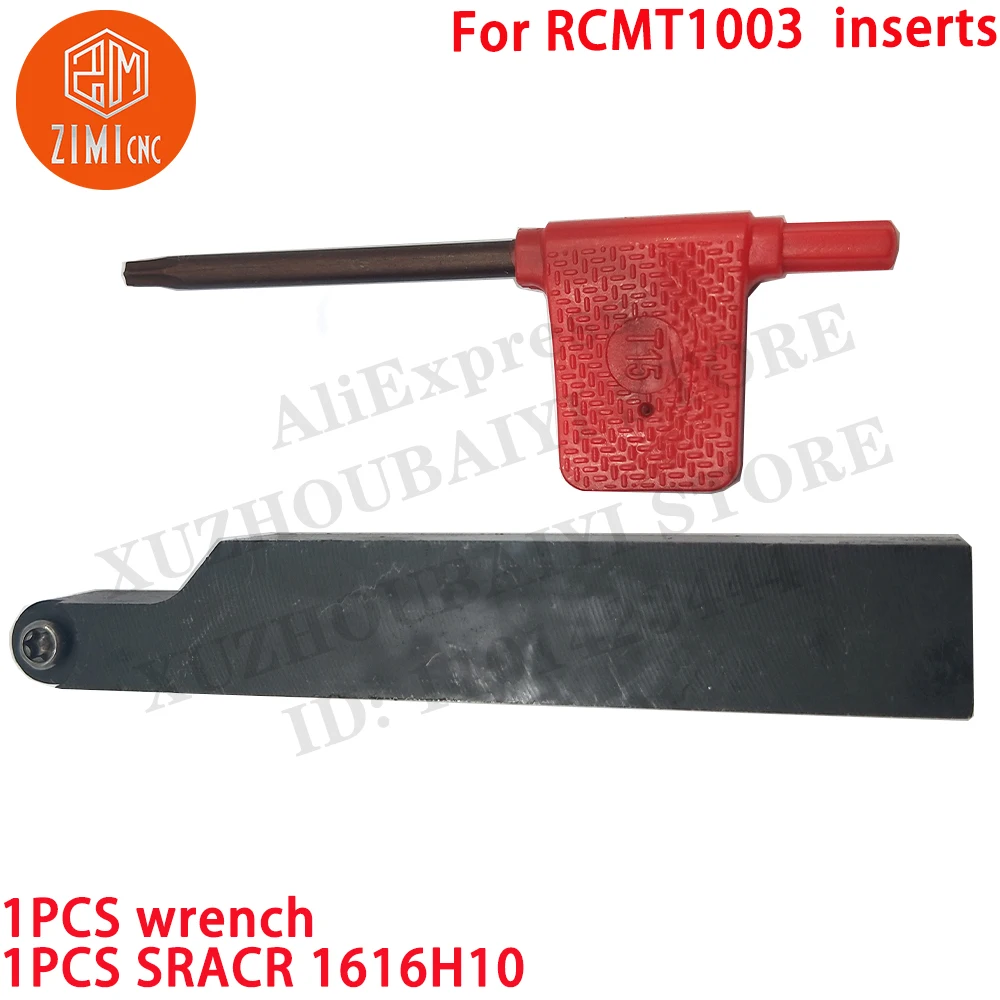 SRACR 1616H10 16x100mm 외부 선반 터닝 공구 홀더 RCMT1003 인서트용 CNC 도구 금속 선반 절단 도구 SRACR 1616H10