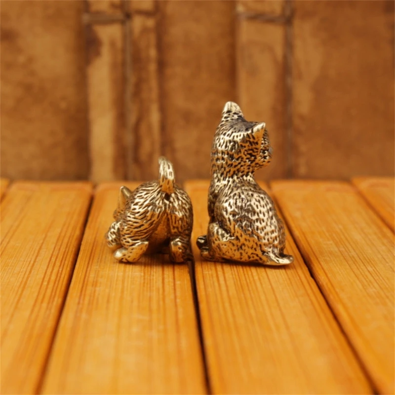

Vintage Brass Cats Sculpture Detailed Miniature Kitten Statue Gift For Pet Lover