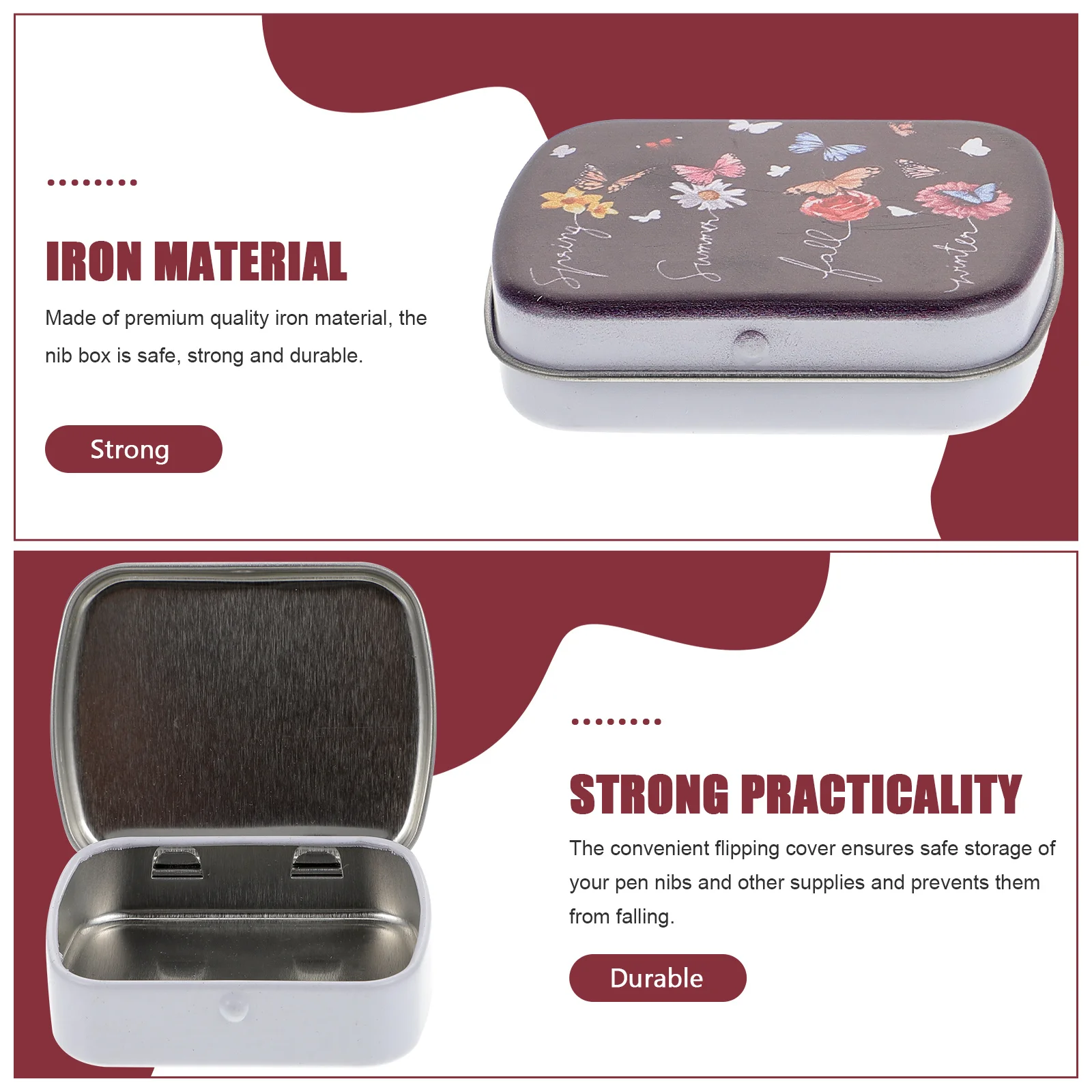 2 個 - ピース フリップ ペン ボックス 学生用収納ボックス オーガナイザー 鉄製 オフィス文具用品