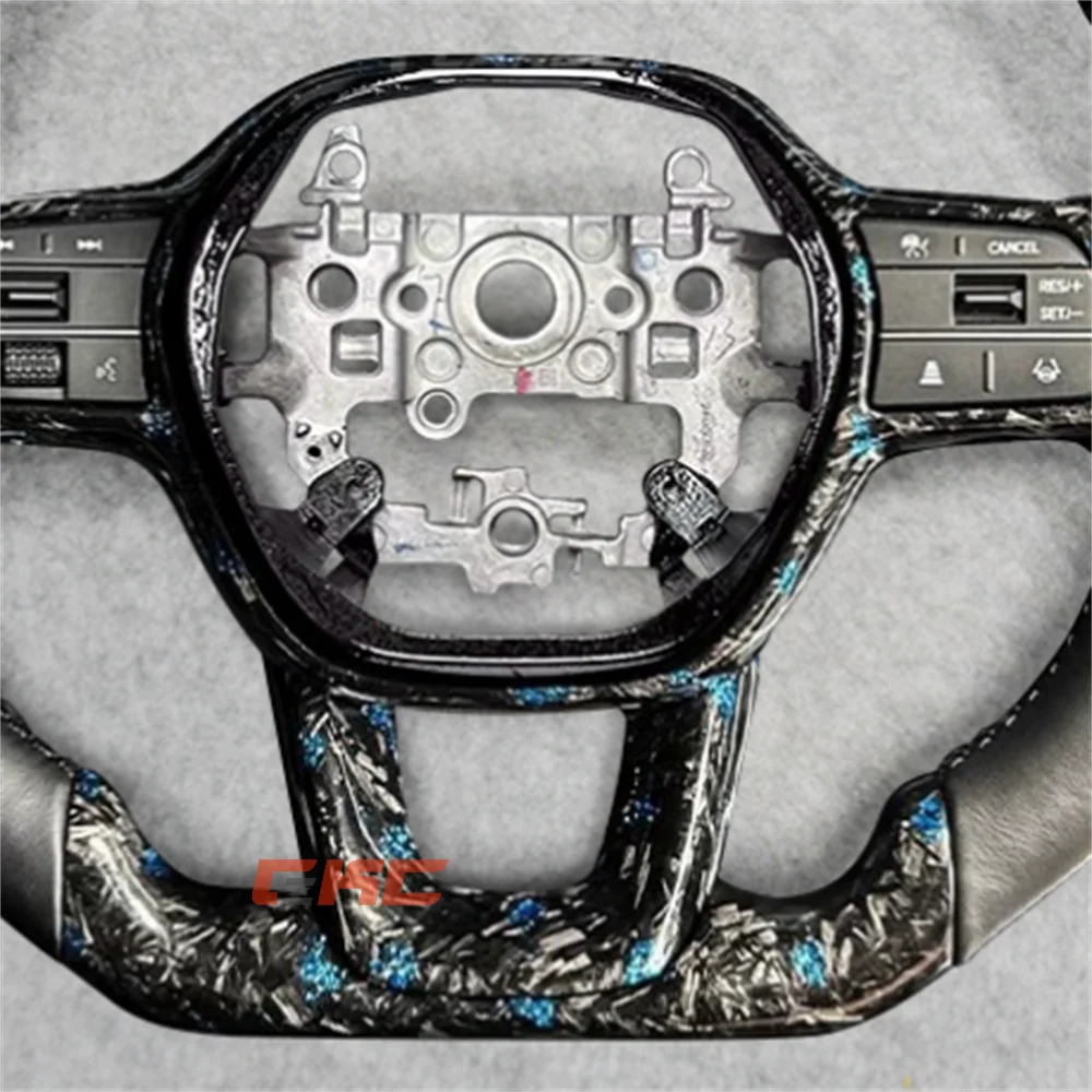Customized black Forged Carbon Fiber Leather Steering Wheel for 2022 2023 2024 2025 Honda Civic