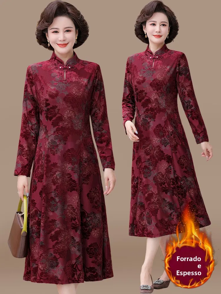 thiened-velvet-wedding-dr-for-middle-aged-and-ly-mothers-faionable-loose-fit-mid-length-floral-print-gown