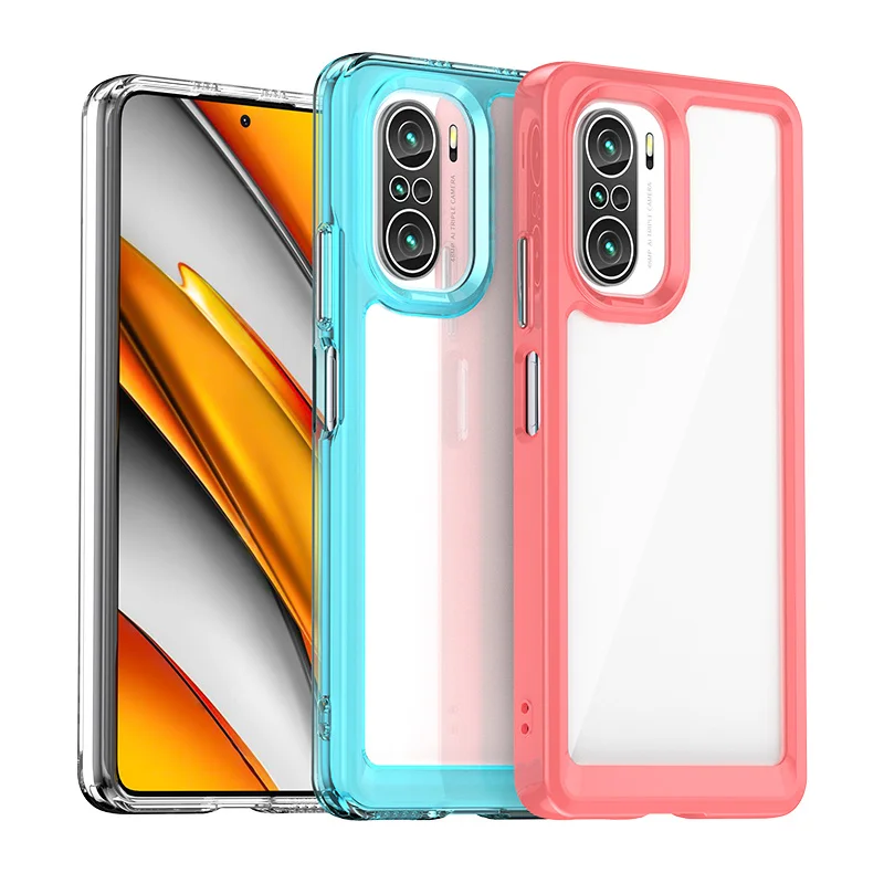 For Cover Xiaomi Poco F3 Case Poco F3 Capas New Hard Shockproof Bumper Clear Transparent Multicolour For Fundas Poco F4 F3 Cover