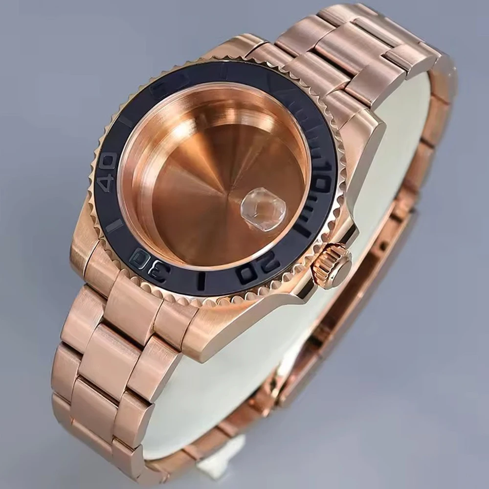 Корпус NH35 из розового золота с водным призраком, ремешок с тонкой регулировкой, зеркало, сапфировое стекло, подходит для корпуса часов NH34 NH36