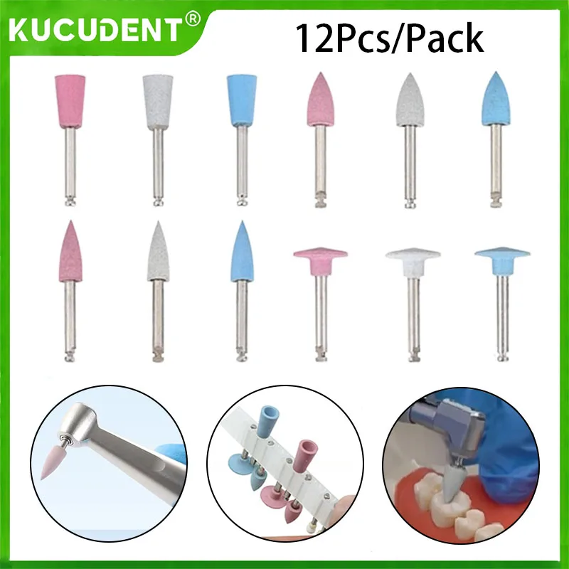 

12pcs Dental Silicone Polishing Tip Grinding Heads Teeth Polisher RA Burs Dia. 2.35mm for Low-speed Handpiece Dentistry Tools