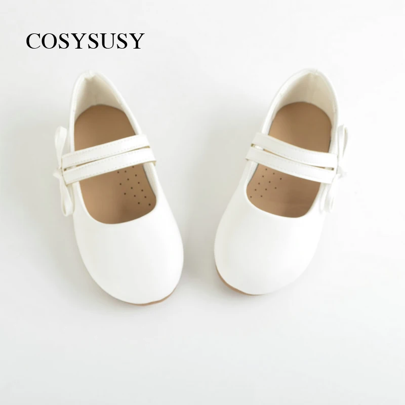 

Girls Kids White Mary Jane Dress Shoes Bowknot Flat Shoes Toddler Comfortable