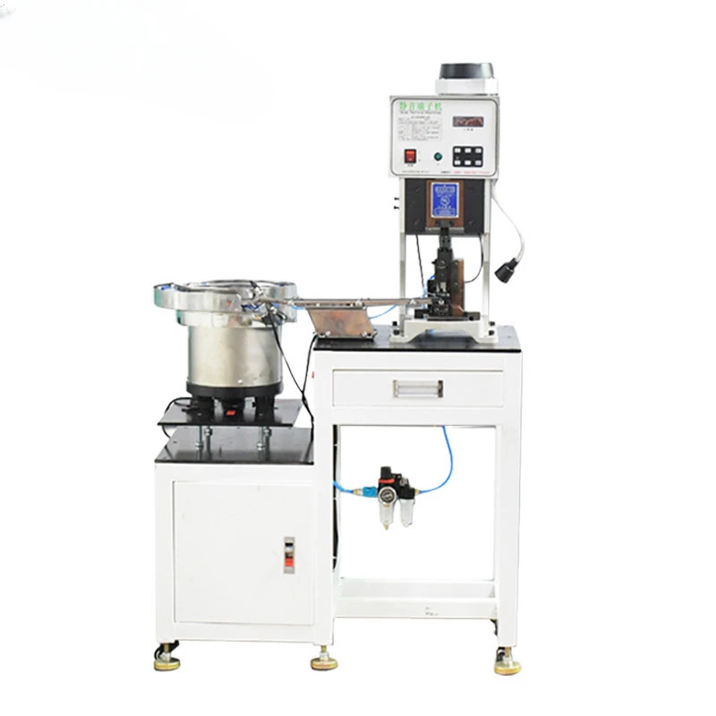 Semi automatic loose particle terminal machine, double vibration disc, single particle terminal punching machine,