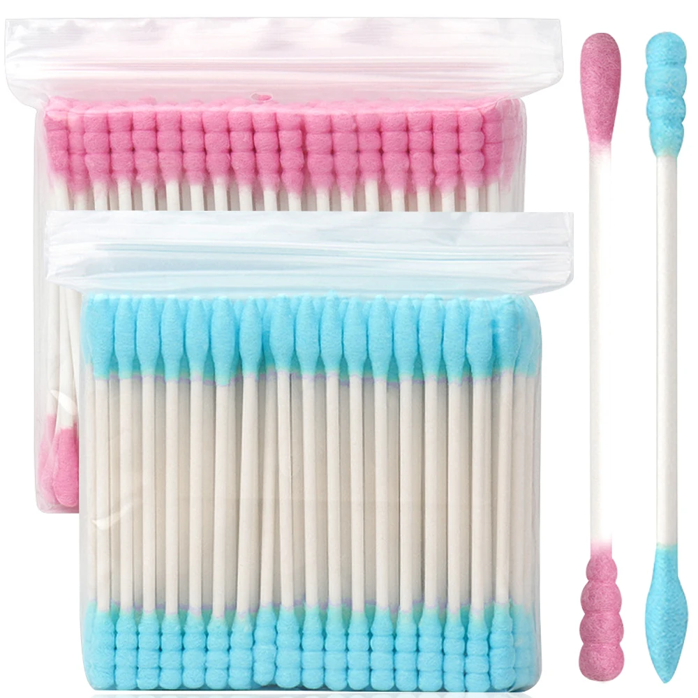 

100/500 шт. ватных палочек с двойной спиральной головкой, мягкие косметические ватные палочки для снятия макияжа и очищения ﻿