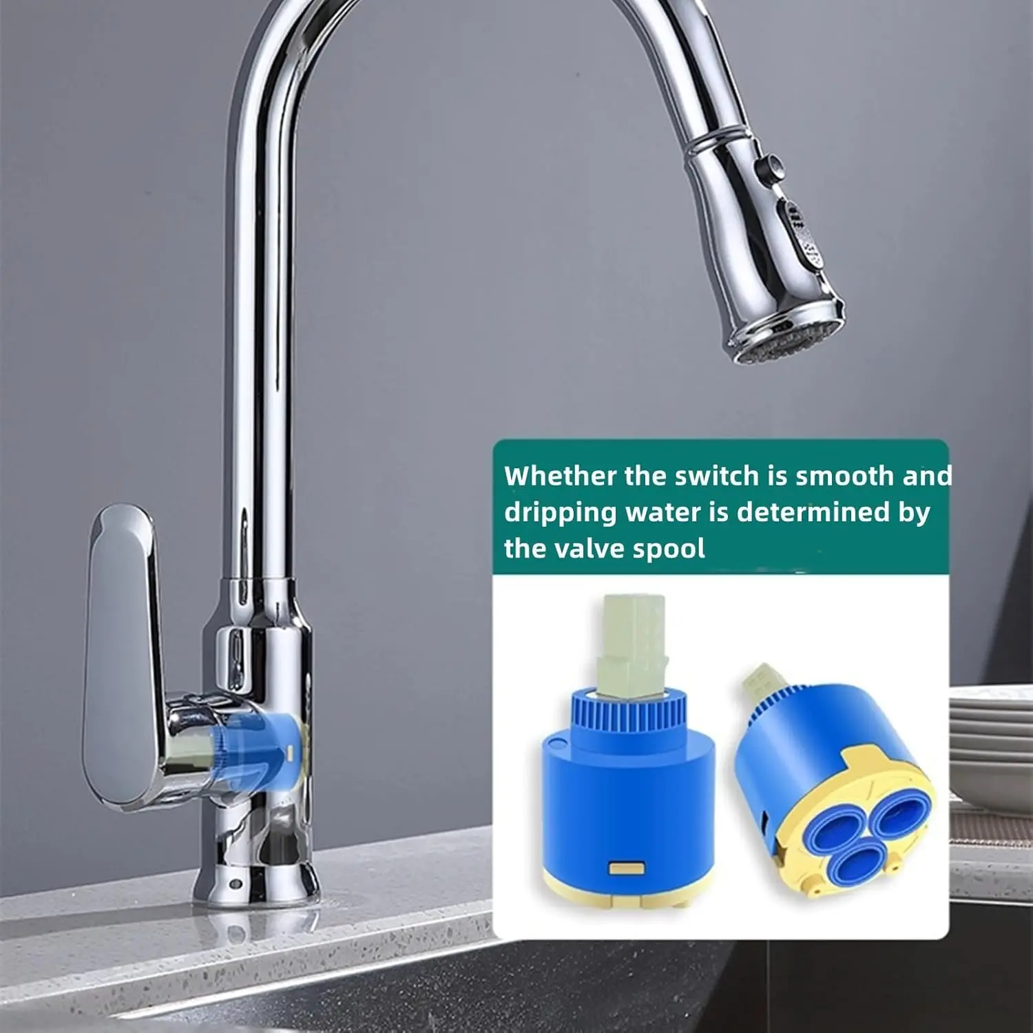 2Pcs Ceramic Faucet Mixing Valve Cartridge Replacement