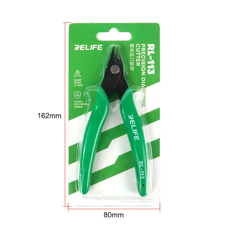 RELIFE RL-113 Diagonal Cutting Pliers Precision Wire Cutters with Non-Slip Rubber Handle for Circuit Board Repair, Cable Cutting