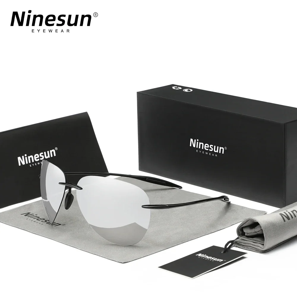 

Ninesun Rimless Sunglasses Men Ultralight TR90 UV400 Eye Protection Glasses Women For Holiday Fishing Driving