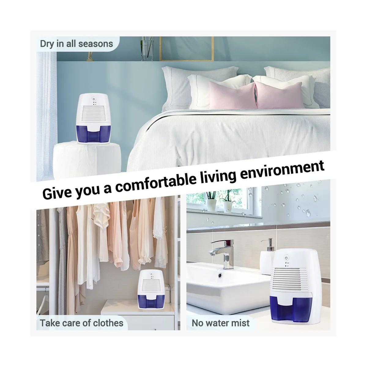 

Осушитель 500 мл Портативный осушитель Бесшумные поглотители влаги Осушитель воздуха Комната Офис Кухня Дезодоратор Осушитель воздуха USB-разъем