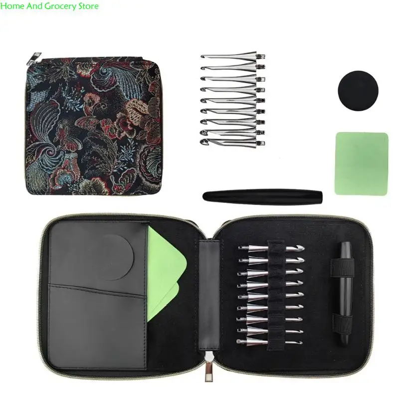 

0xxa набор крючков для вязания крючком с 9 сменным инструментом для вязания крючков для вязания крючком