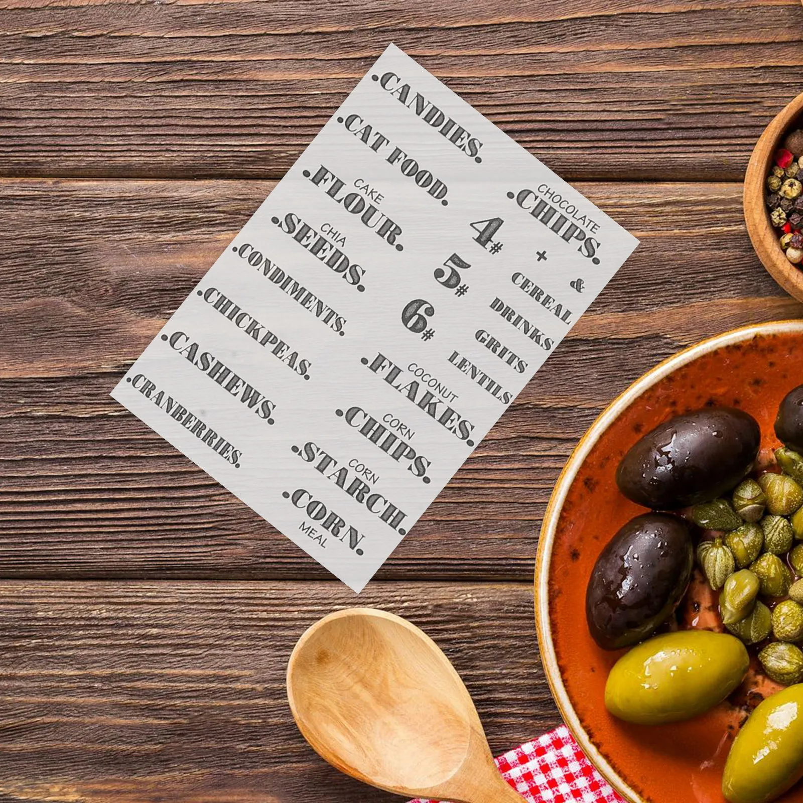 

6 листов прозрачных водонепроницаемых этикеток для хранения продуктов, для организации кухни, прозрачные съемные наклейки для банок со специями и стеклянной посуды