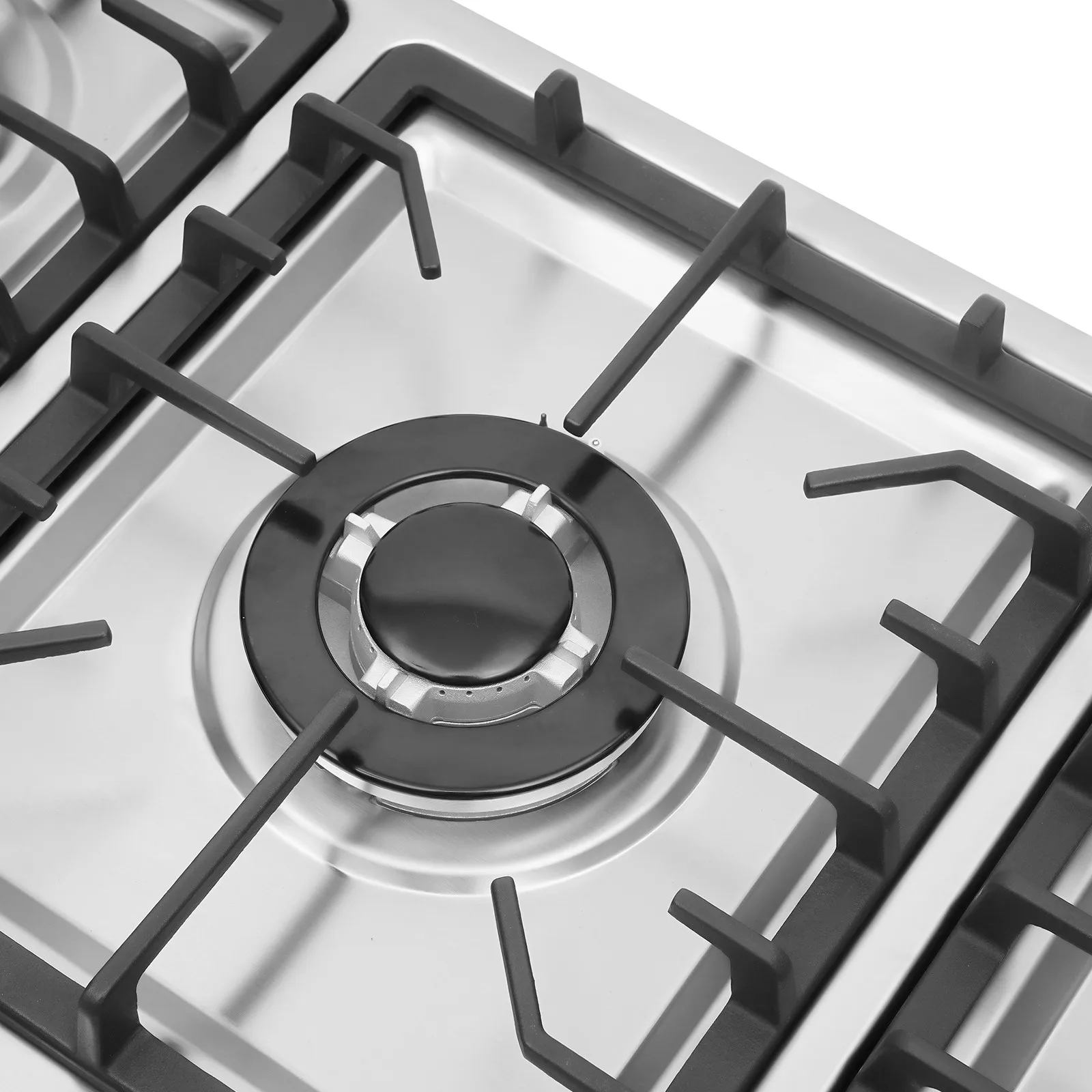 موقد غاز بخمسة شعلات مع حماية من فشل اللهب، إشعال نبضي إلكتروني، سطح من الفولاذ المقاوم للصدأ للمنزل والتجاري