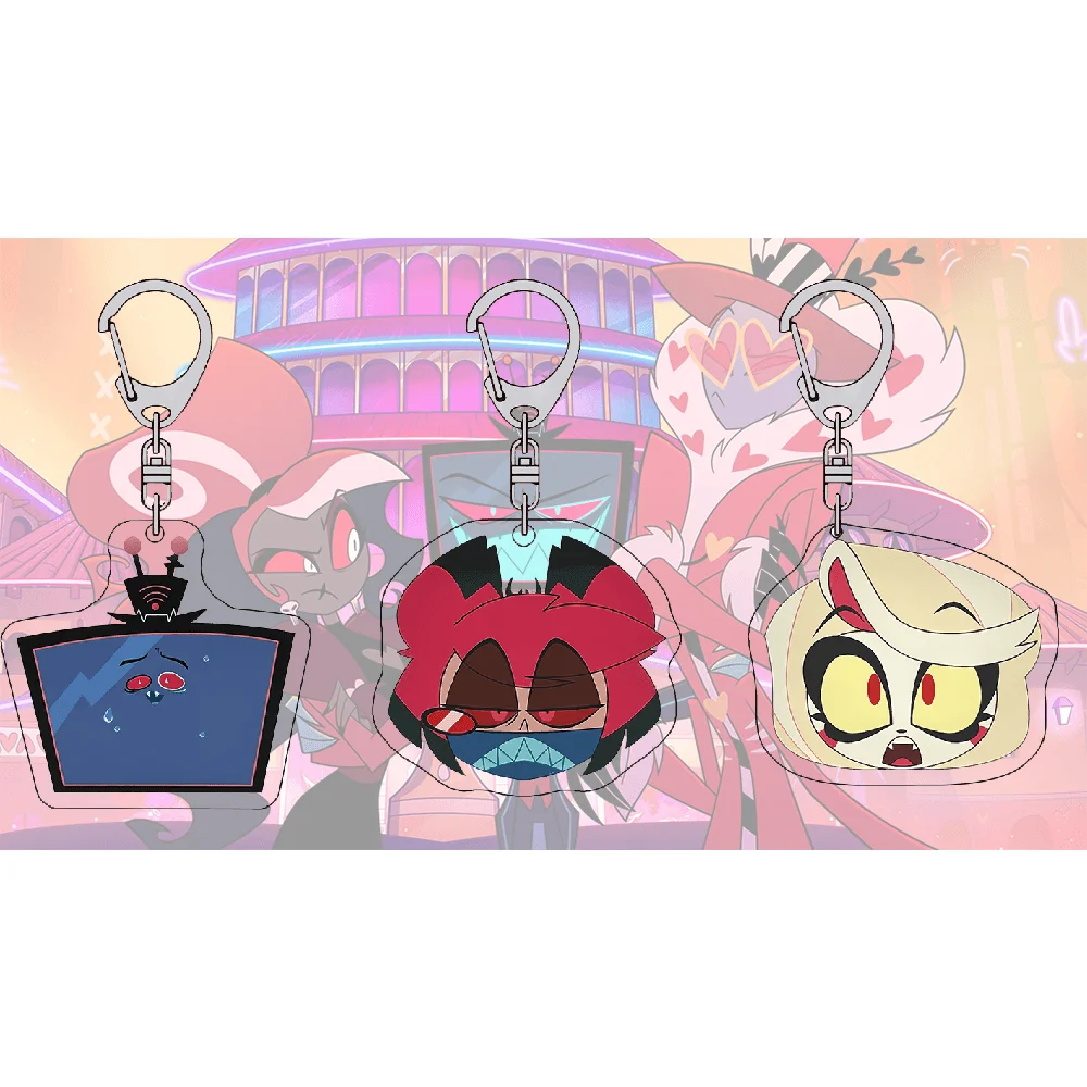 

Hazbin Hotel Vox 6cm TV Shape Monster Face Acrylic Stand Keychain Kawaii Choice Decor Pendant Nice Present For Anime Collectors