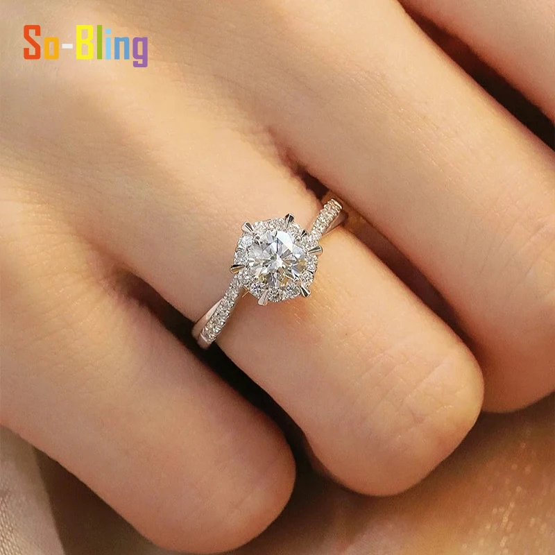 So-Bling 1/2ct 6.5/8 مللي متر D اللون VVS مويسانيتي الدائري للنساء S925 فضة مجوهرات تمرير الماس تستر العصابات الزفاف