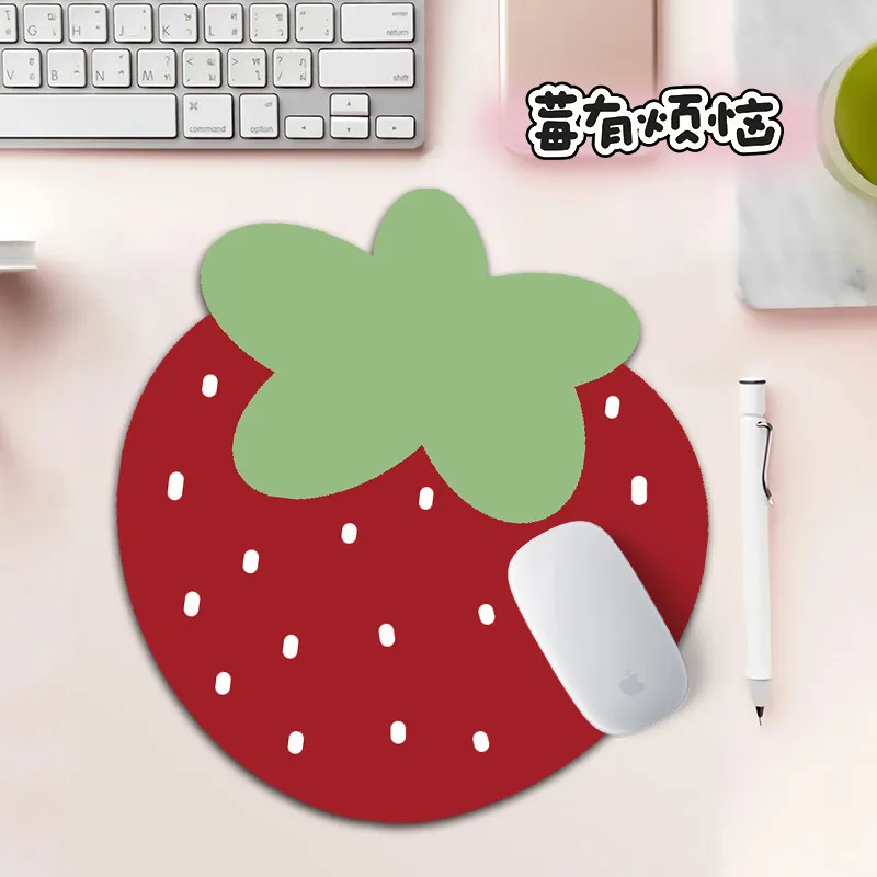 Colorful Strawberry Pink Red Y2K Girl ins Irregular Mouse Pad Keyboard Mousepad Software Gaming Desk Mat Rubber Protector Office