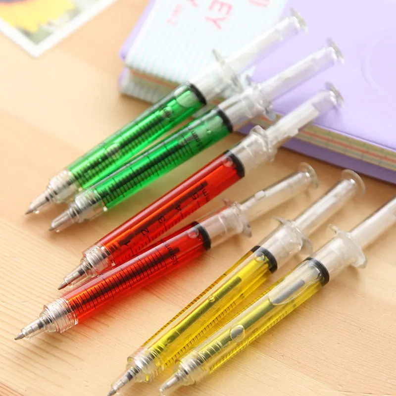 50Pcs Multicolor Syringe Pens Novelty Liquid Syringe Ballpoint Pen Needle Tube Shape Nurse Gift Liquid Pen Color For Learning