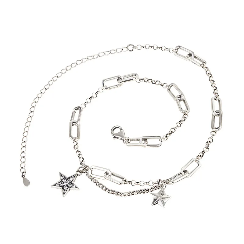 BOCAI New Necklace With Diamond Inlay S925 Silver Jewelry Personalized Fashion Temperament Versatile Pendant Bracelet for Women