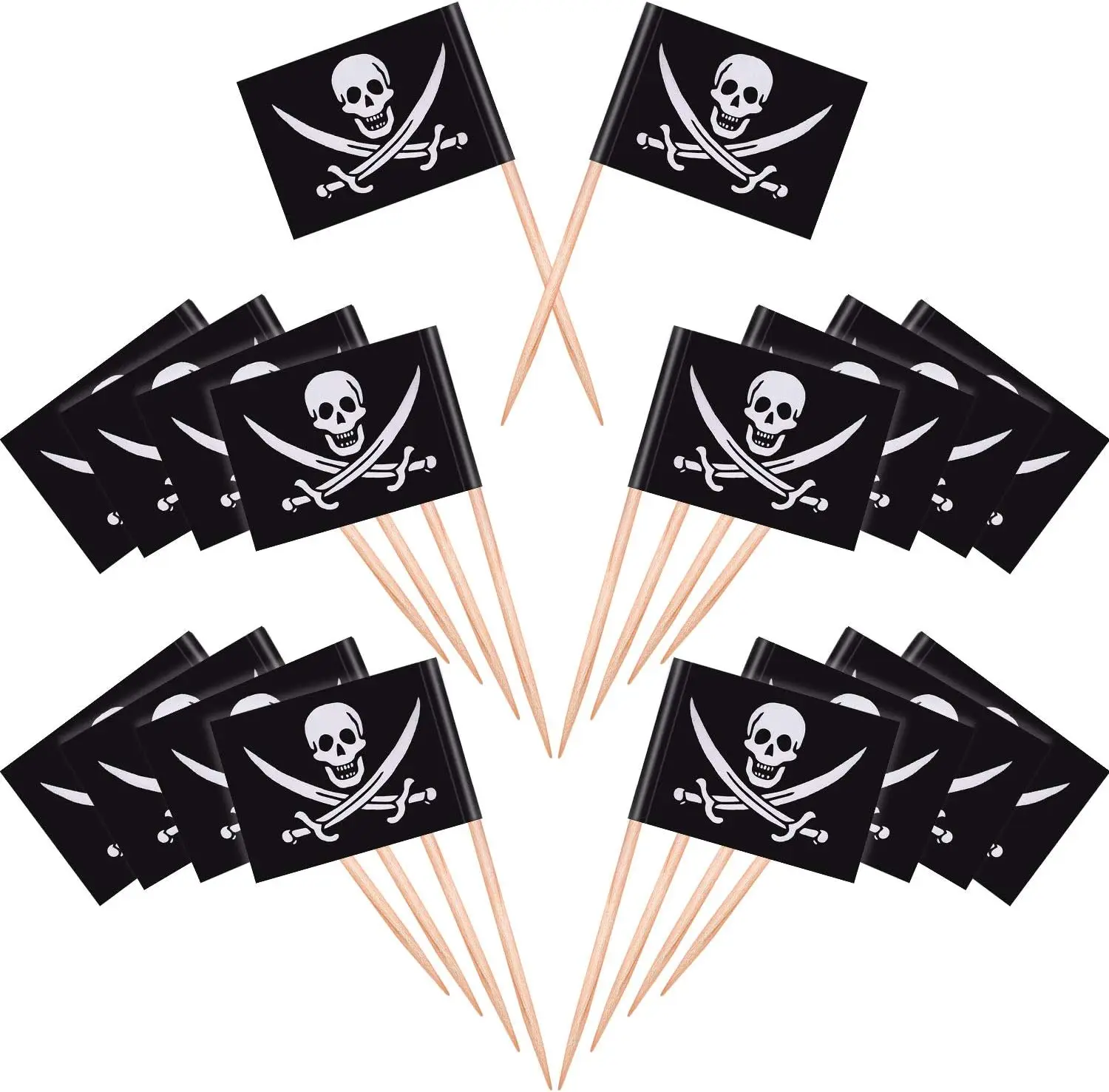 

Pieces Pirate Cocktail Toothpicks Flags Cake Toppers for Food, Appetizer, Cocktail, Cupcake Decoration for Kids Halloween Birthd