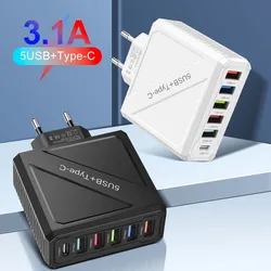 Xiaomi iPhone ์ฉ 65W 5 ํฌํธ USB ์ถฉ์ ๊ธฐ PD ์ถฉ์ ์ด๋ํฐ Samsung Vivo ํด๋ ์ ํ ํ๋ฌ๊ทธ ์ถฉ์ QC 3.0 ๋ฒฝ ์ถฉ์ ๊ธฐ