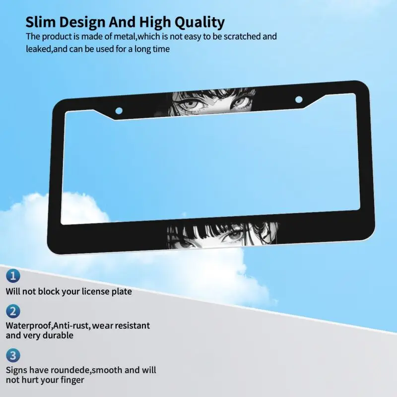 Aluminum License Plate Frame, Anime Character Patterns, Beautiful Girl Designs,cat,duck,Frame Bracket With Standard Screw Kits - view 4