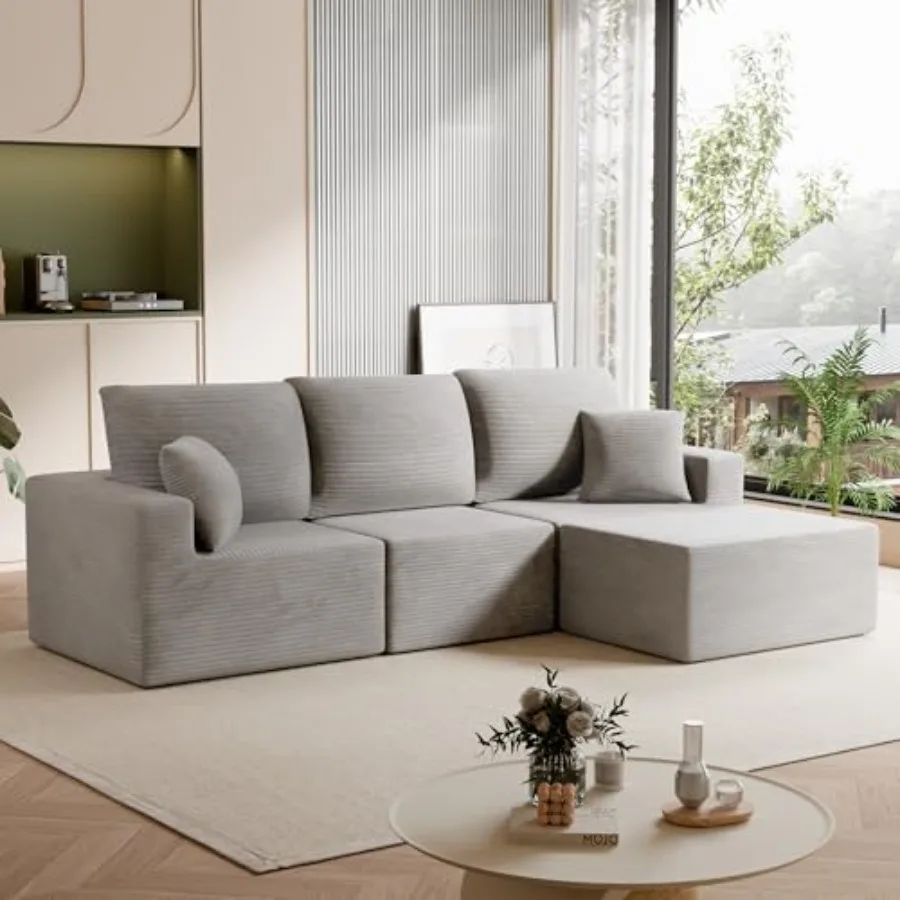 

Sectional Couches for Living Room, Modern Boneless Couch with Deep Seat, Upholstered Cloud Sofa, No Assembly Required
