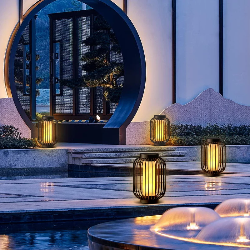 Solar Powered Bollard Lamp Decoration Landscape IP65 Waterproof Solar Spot Lights Led Solar Pathway Lawn Lights