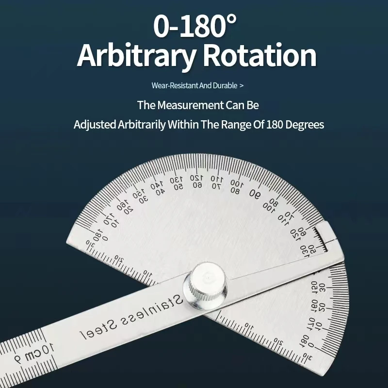 Goniometro goniometro in acciaio inossidabile 145 da 180mm righello di misurazione righello utensile meccanico rotante goniometro