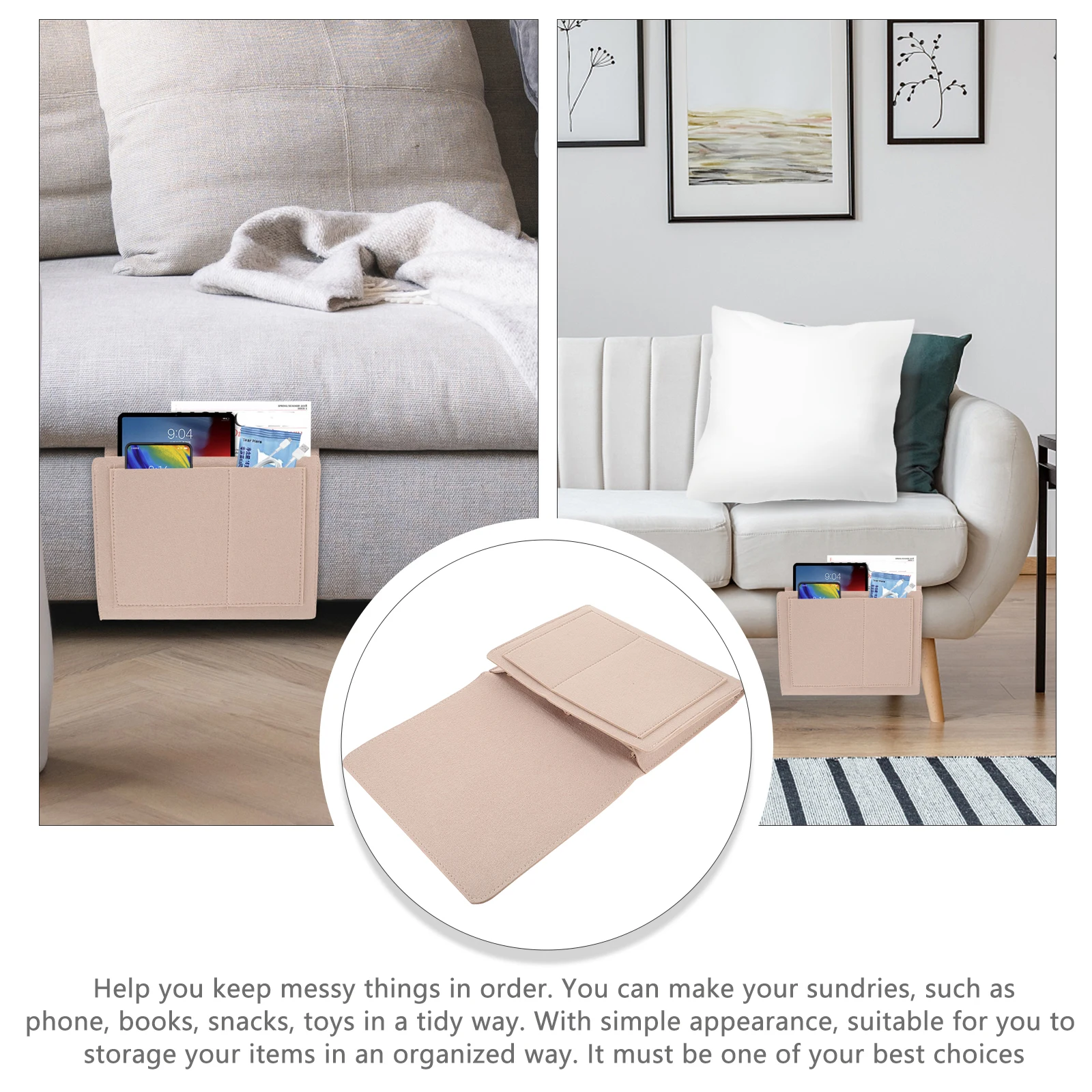 

Felt Bedside Storage Pocket 33x24x7cm Hanging ganizer for Books Remote Practical Capacity Save Space Sturdy