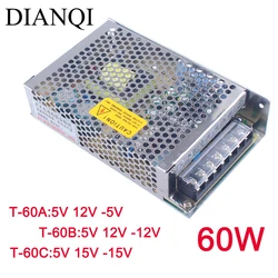 DIANQI Triple output Switching  power supply 60w 5V 12V 15V power suply T-60 ac dc converter adjustable