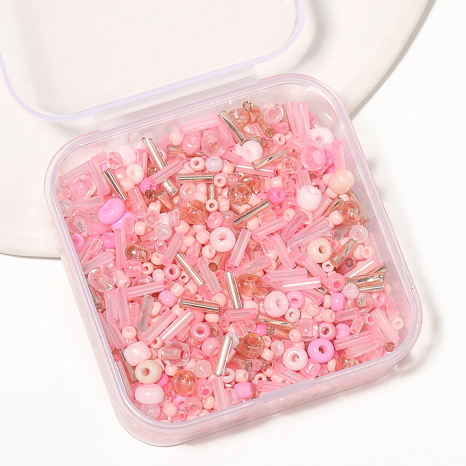 700Pcs/box Pink Color Japanese Seed Beads Mixed Delica Round Glass Beads Multi-shapes Twist Bugle Tube For Clothing Accessory