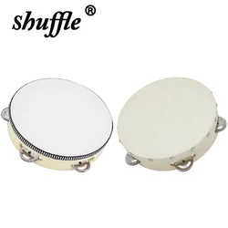 8-inch Tambourine Drum High Quality Hand-Operated Bell Drums Wooden Tambourine Percussion Toys for Kids Educational Instruments