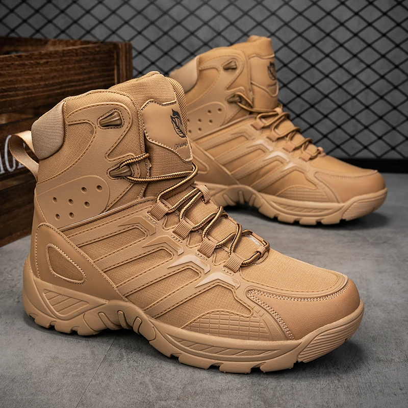 

Men's Desert Combat Boots Outdoor Non-slip Tactical Boots Hiking Desert Ankle Hunting Shoes Work Safty Men Boots Botines Zapatos