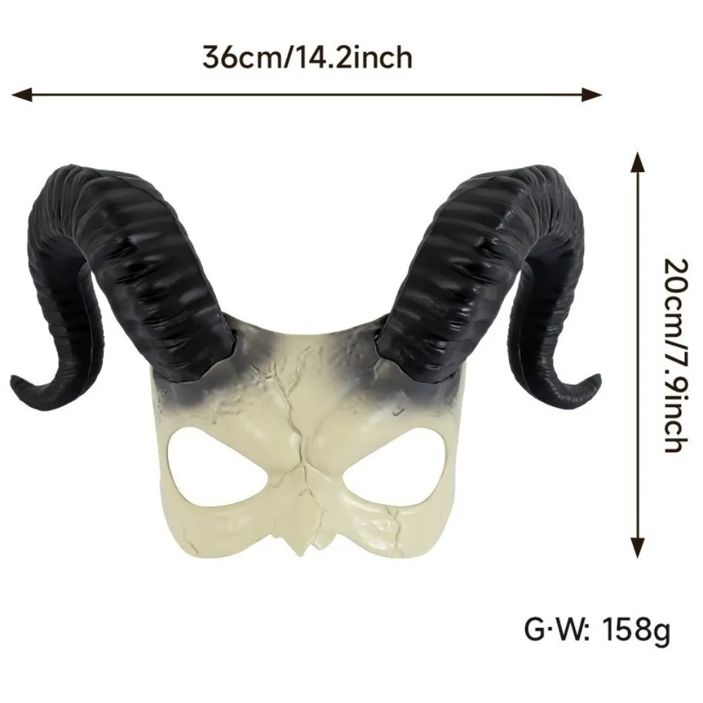 Gothic Animal Halloween Mask Half Face Plastic Sheep Horn Mask Cosplay Supplies Party Props Demon Mask Women