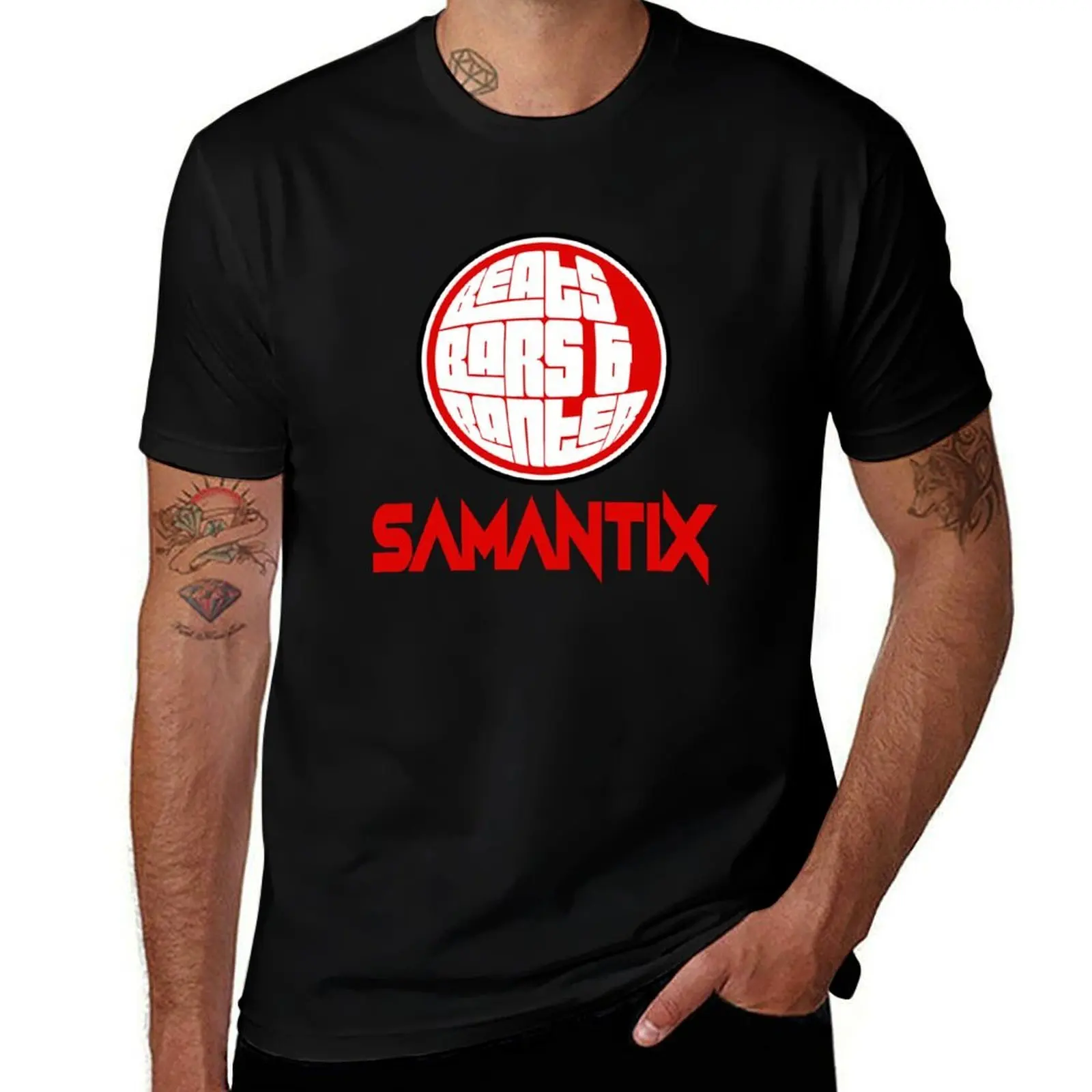 

Beats, Bars & Banter - футболка SAMANTIX, футболки с аниме для мужчин, футболки для мужчин, белая футболка