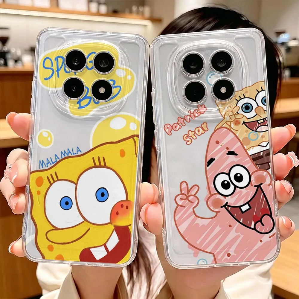 Cartoon Cute S-SpongeBob Cover For Xiaomi POCO X7 X6 X5 F7 F6 F5 F4 M8 M6 C85 C71 Pro Protective Transparent Phone Case